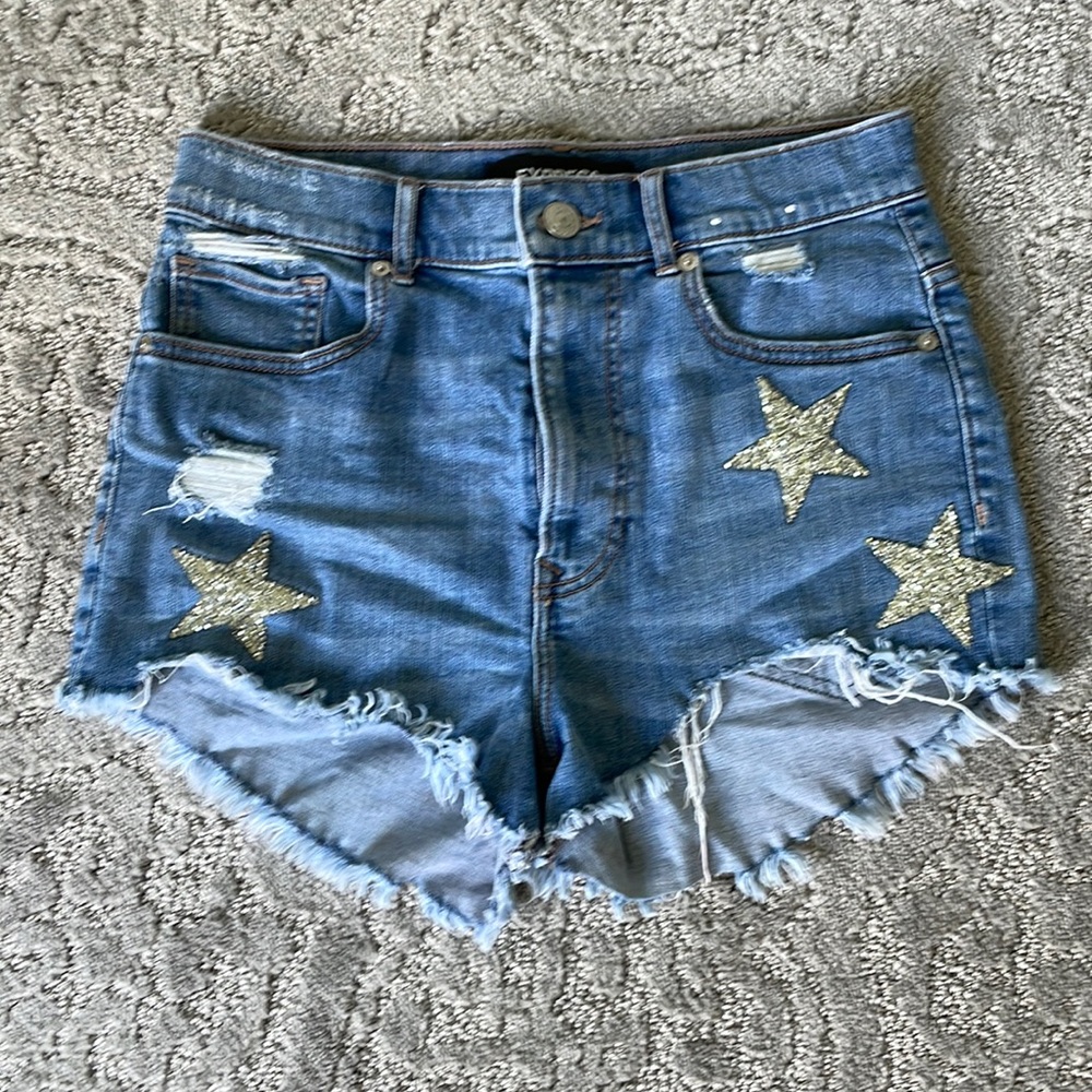 Express Star Embellishment denim shorts